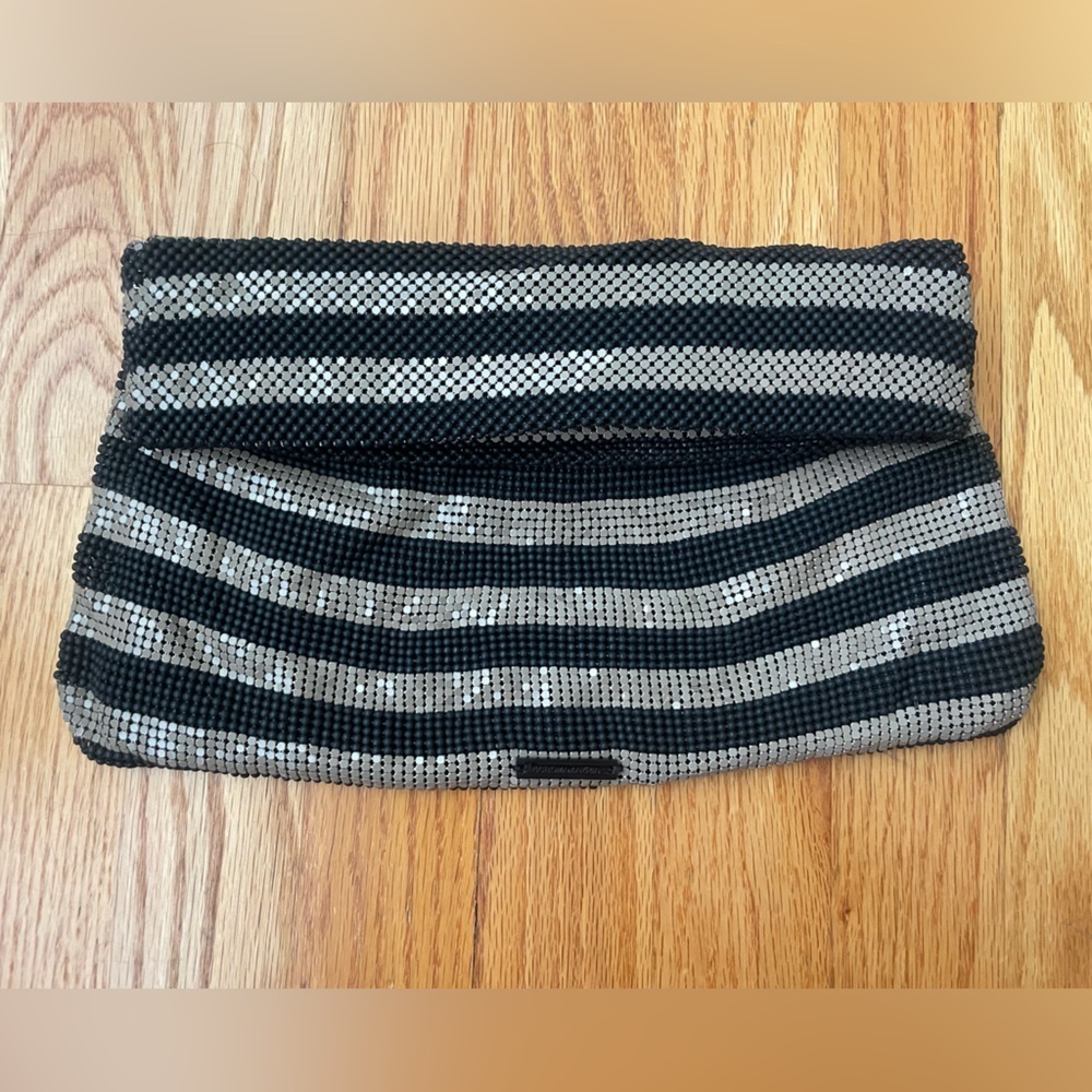 BCBG MaxAzria Metal Mesh Foldover Clutch Purse